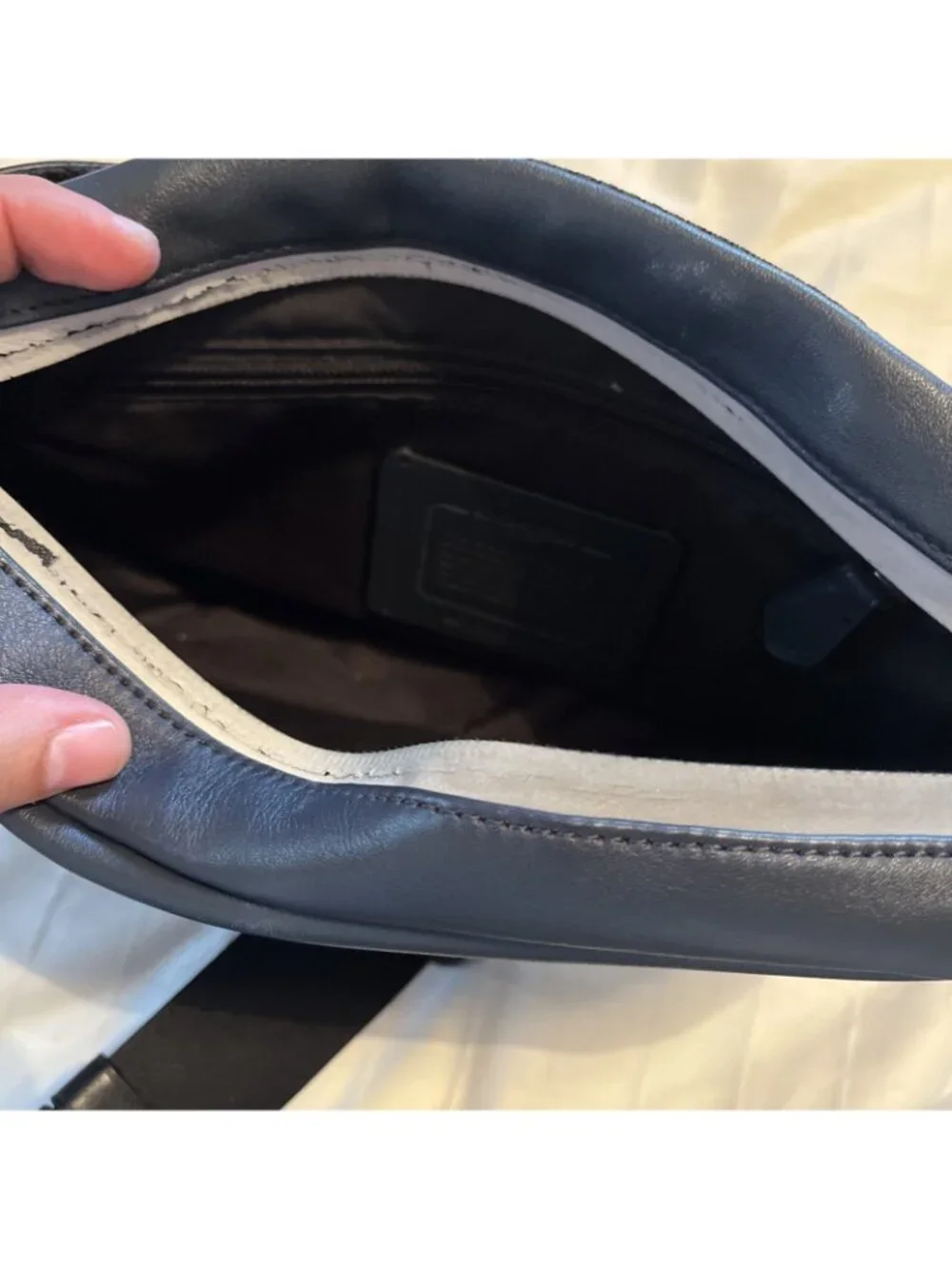 COACH Edge Belt Bag  Fanny Pack  Signature Reflective Silver & Navy blue